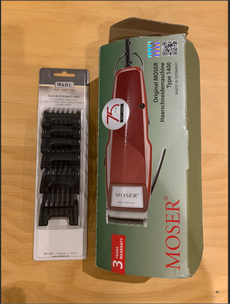 image for Moser 1400 Hair Clipper + Wahl Guard Set – Made in Germany