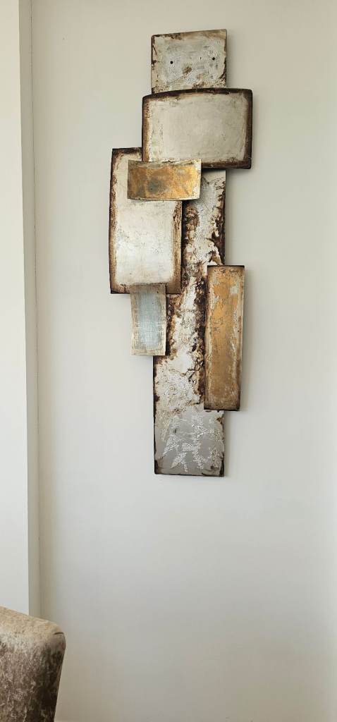 Abstract Metal Wall Art Decor - Silver and Gold Tones