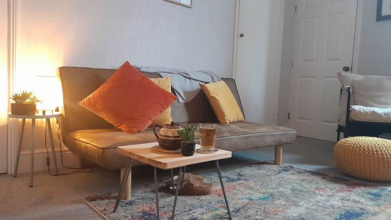 Faux Suede Sofa Bed- 2.5 seater with adjustable back