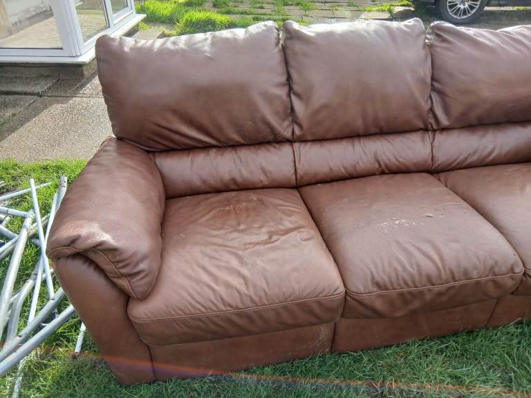 Brown leather sofa