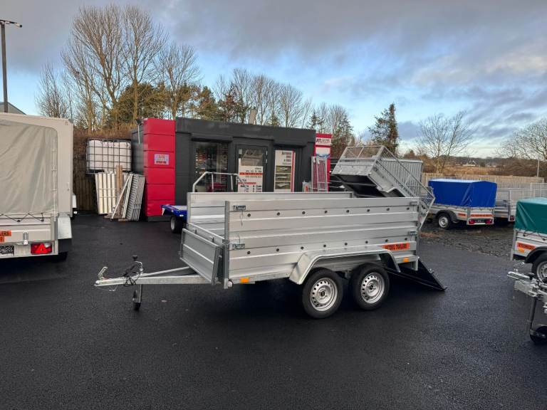 BRAND NEW 8,7FT X 4,2FT TWIN AXLE DOUBLE BROADSIDE TRAILER 750KG