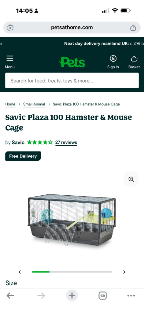 Small animal cage and accs vgc