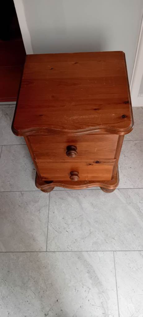 Wooden bedside cabinet with 2 storage draws. Collection only Caerleon Newport Gwent 