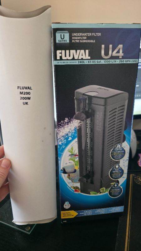 Fluval U4 Internal Filter & Fluval M200 200W Heater – Brand New – Sold as a Pair