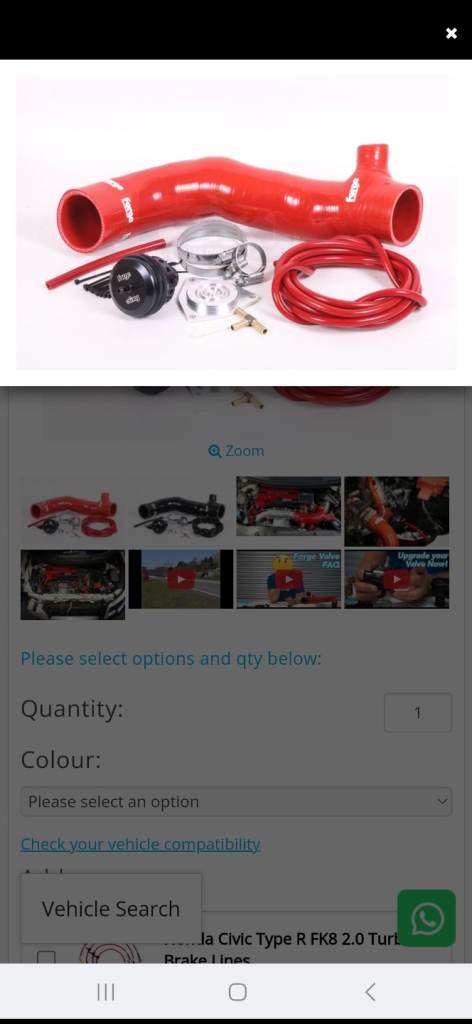 Forge motorsport vlow off valve for type R FK2 or FK8