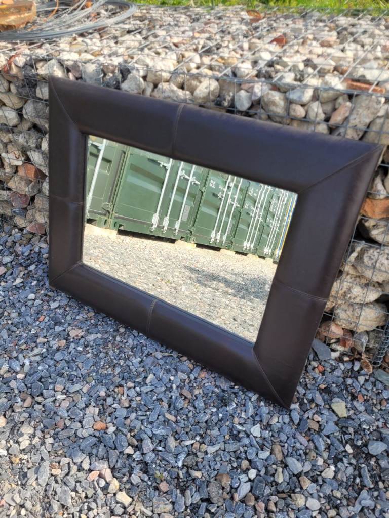 Faux leather surrond mirror