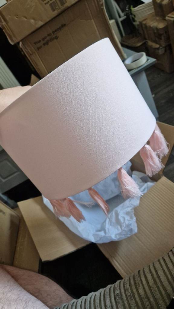 Vivian Dusky Pink Tassel Lampshade - New, 240mm x 300mm