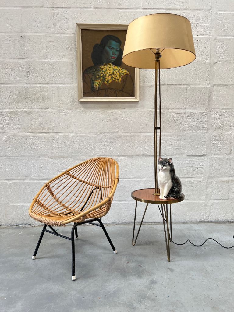 Vintage 1950s Dutch Rattan Cane Lounge Chair – In the Manner of Rohé Noordwolde