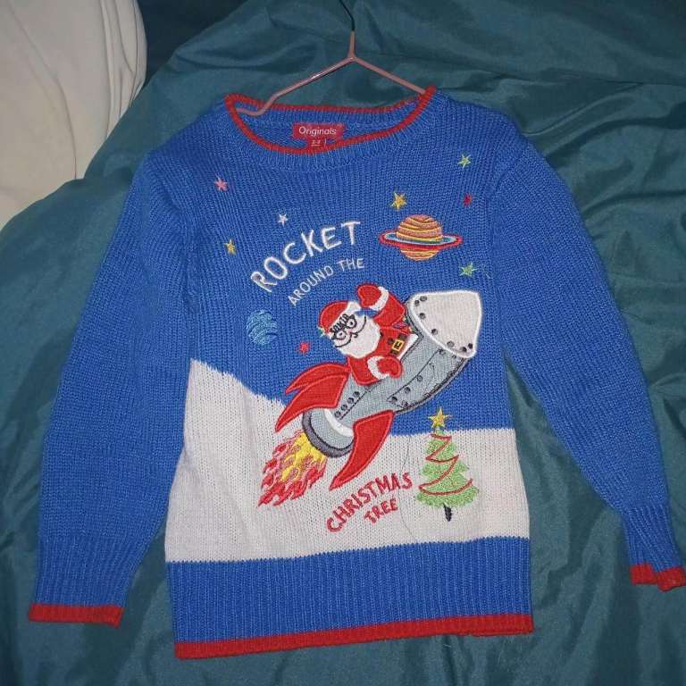 Originals Kids Christmas Jumper – Blue, 2-3 Years, Good Condition