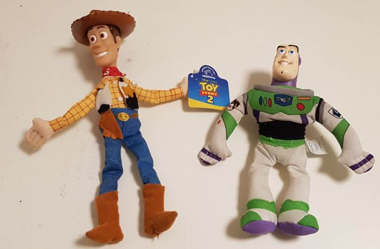 •• New Disney Toy Story 2 • Woody & Buzz Lightyear • Applause Soft 9” Rare ••