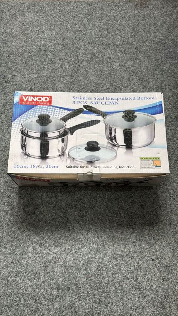 Stainless Steel Saucepan Set – 3‑Piece Induction‑Ready 16/18/20cm