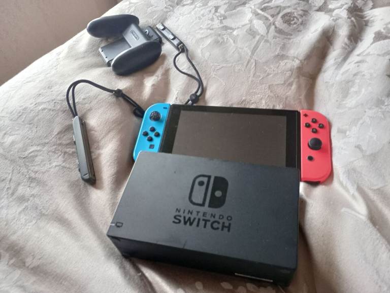 Nintendo switch console with everything needed and box