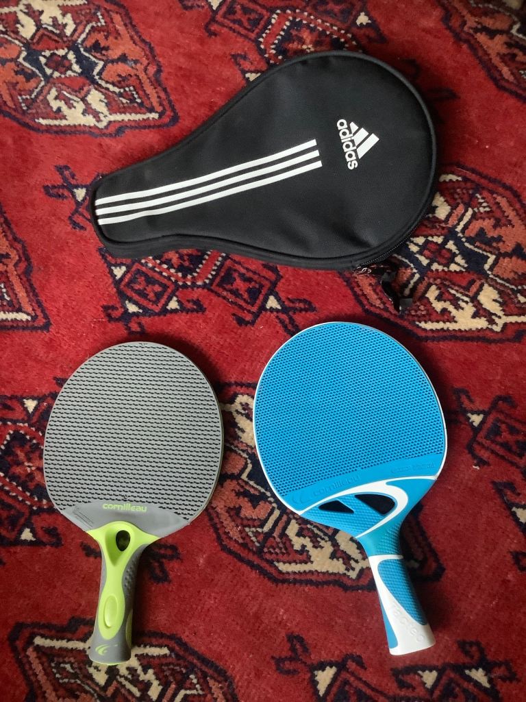 🏓2 x  CORNILLEAU TACTEO OUTDOOR TABLE TENNIS 🏓 BATS + ADIDAS CASE