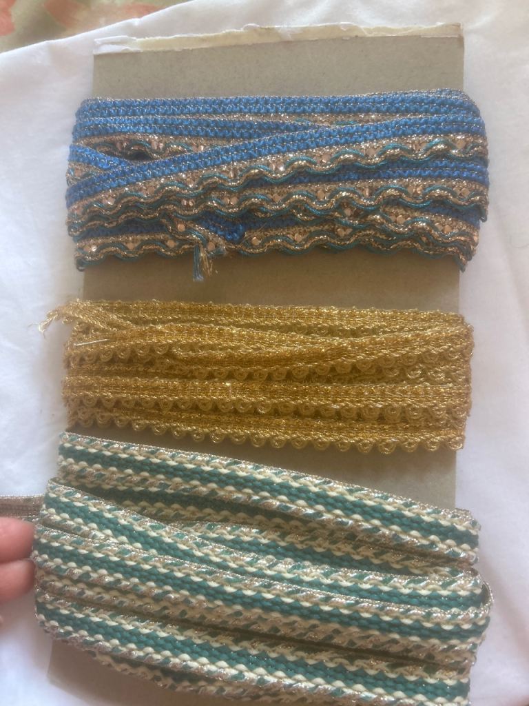 Decorative Trim/Ribbon Bundles - Blue, Gold, Green