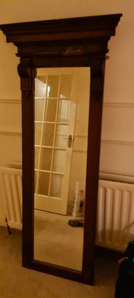 **SOLD**  Full-sized antique, freestanding, mahogany mirror