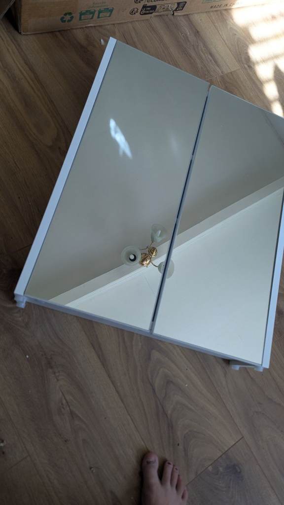 White Wooden Bathroom Cabinet with Mirror Doors