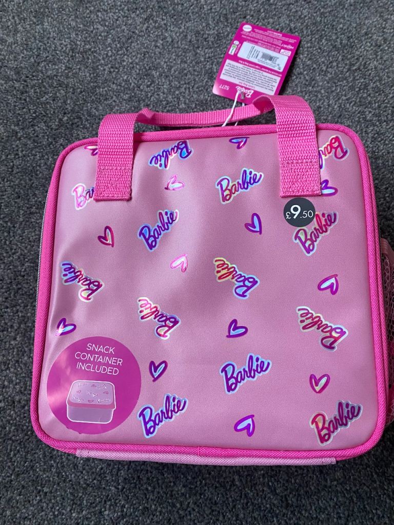 Barbie lunch bag with drink holder & snack container new RRP £9.50
