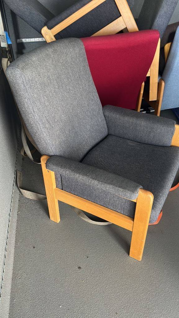 Solid wood high back fabric chairs 