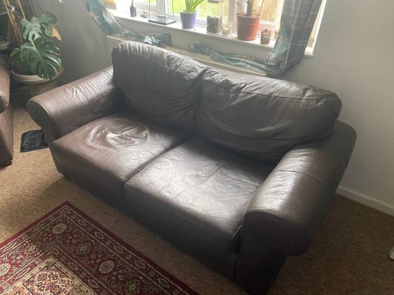 Single seater plus two seater in brown leather FREE