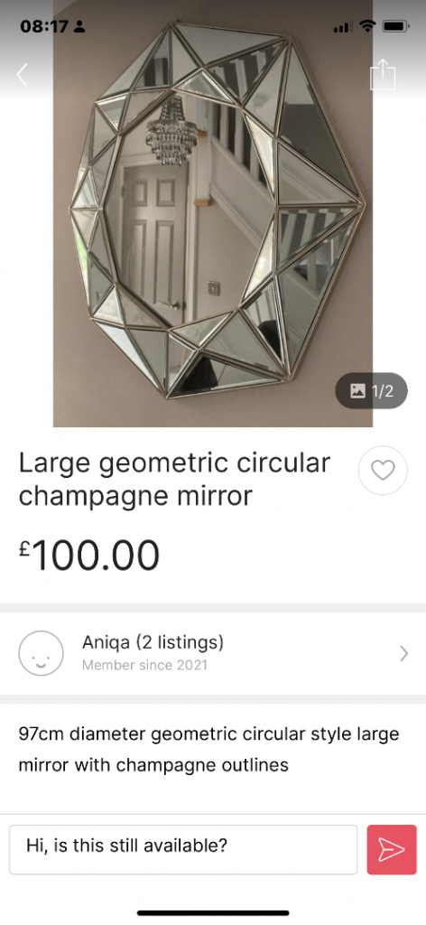 Large Geometric Circular Champagne Mirror - 97cm Diameter