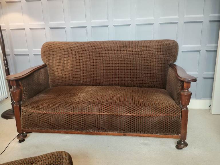 Authentic Art Deco 1930s 'Cloud Back' 3 piece suite with solid wood frames