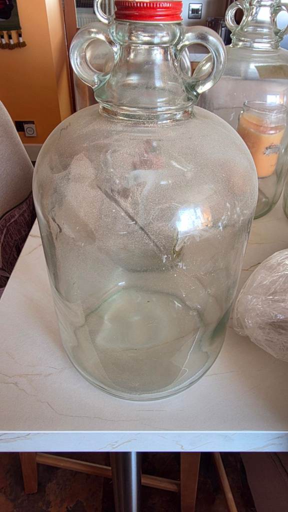 Large Glass Demijohn Carboy with Red Cap
