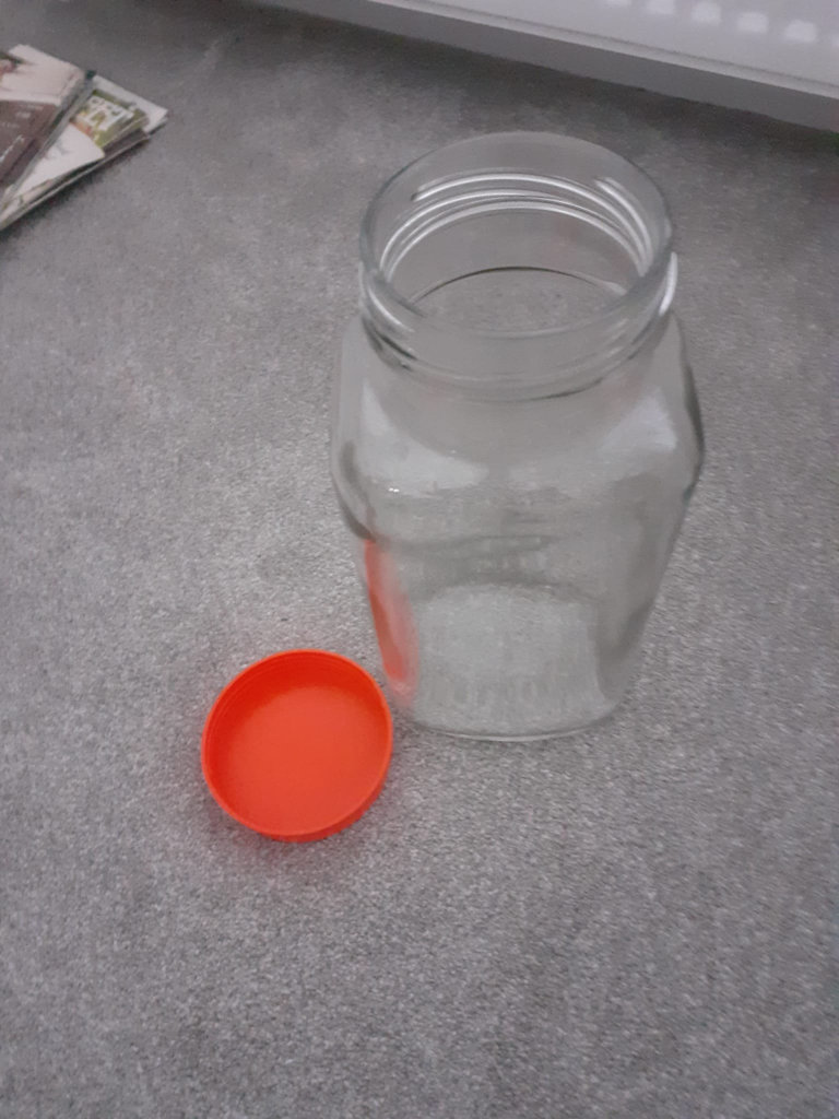 Vintage 60s large shop sweet jar - heavy glass with plastic screw top