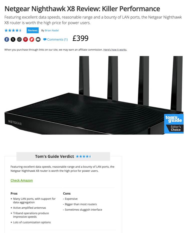 [RRP £399] NETGEAR Nighthawk X8 Powerful WiFi Router