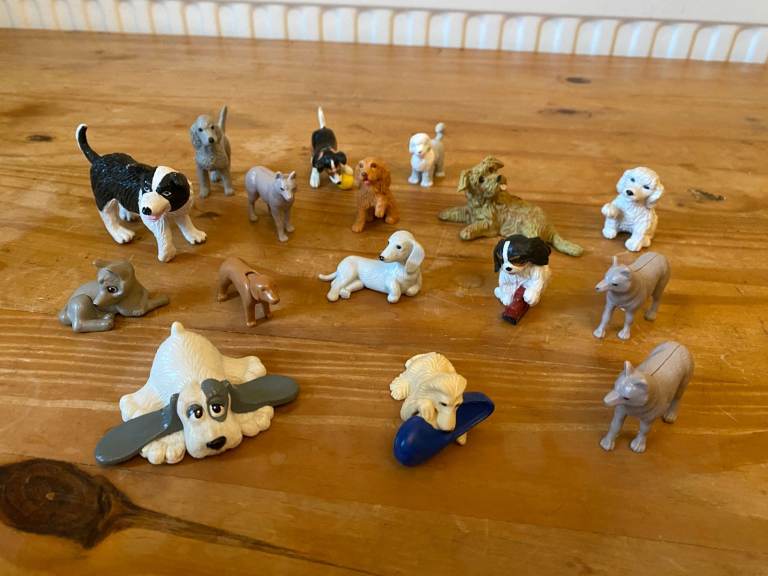 Farm animals, farmers and tractors and dogs toy figures