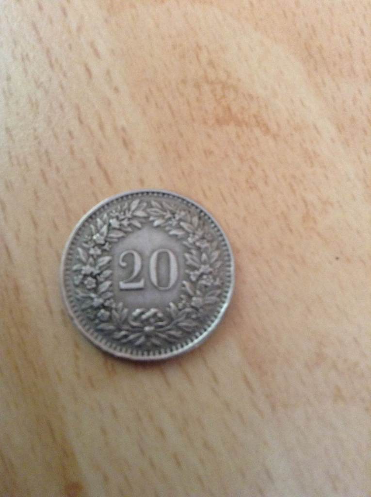 A 1944 Helvetica Switzerland 20 Rappen Coin