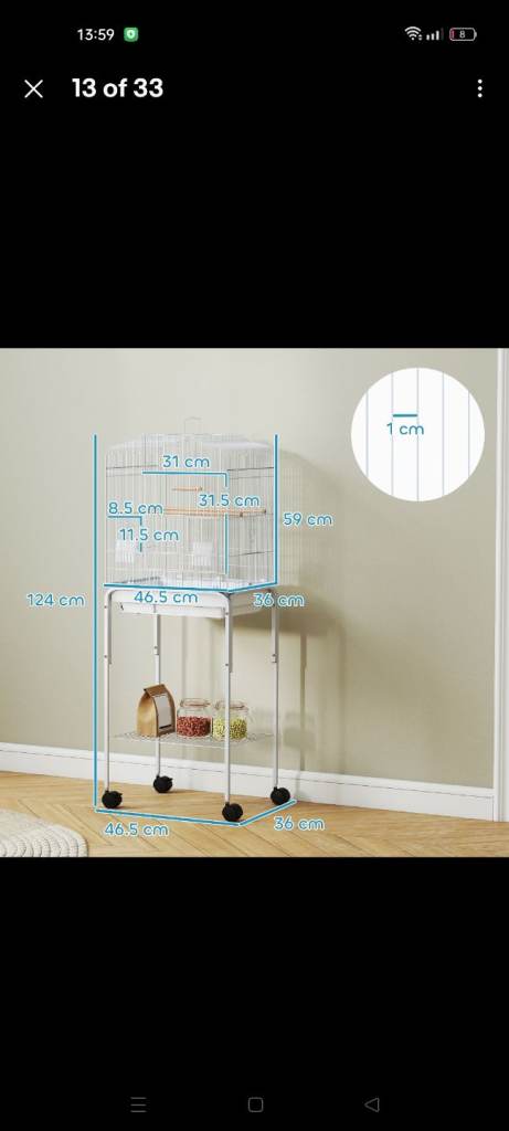 2 large bird cages on stand 