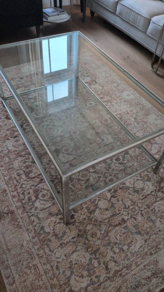 Silver & Glass Rectangle Coffee Table 