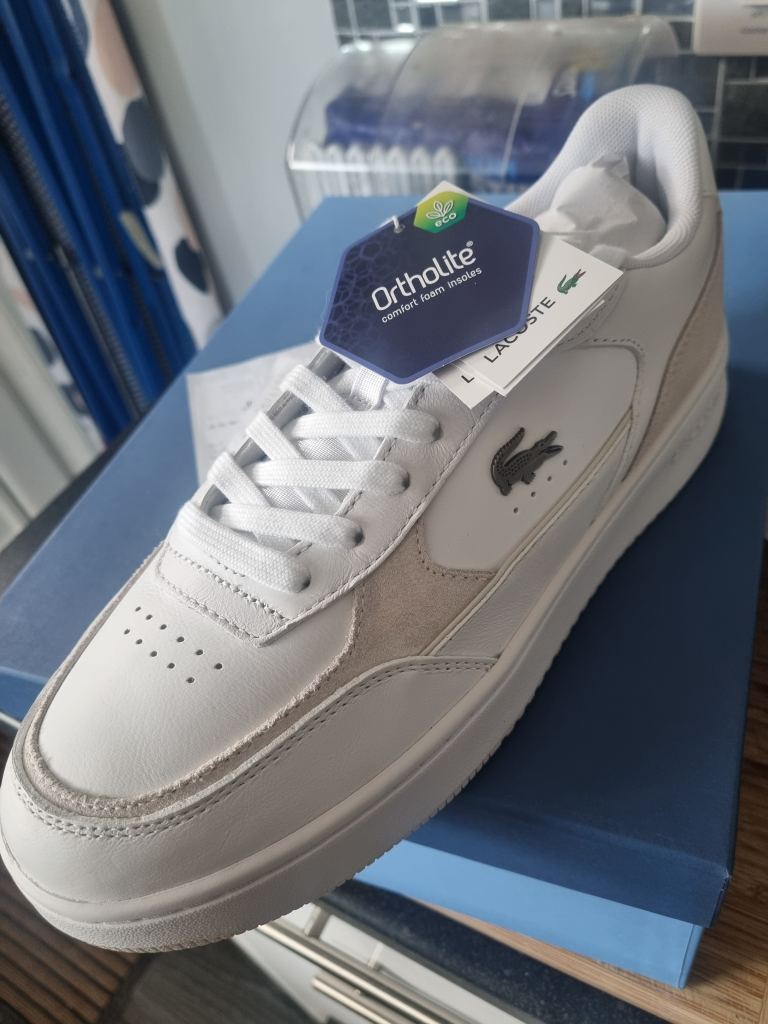 White lacoste trainers 