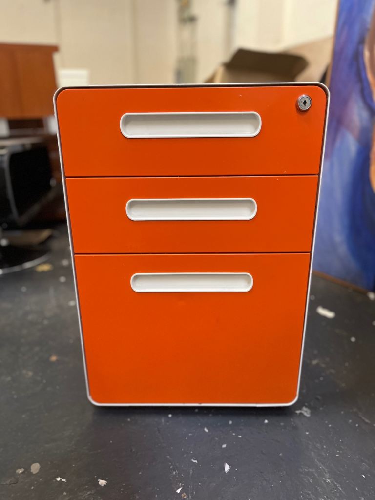 Orange 3-Drawer Filing Cabinet – Good Condition