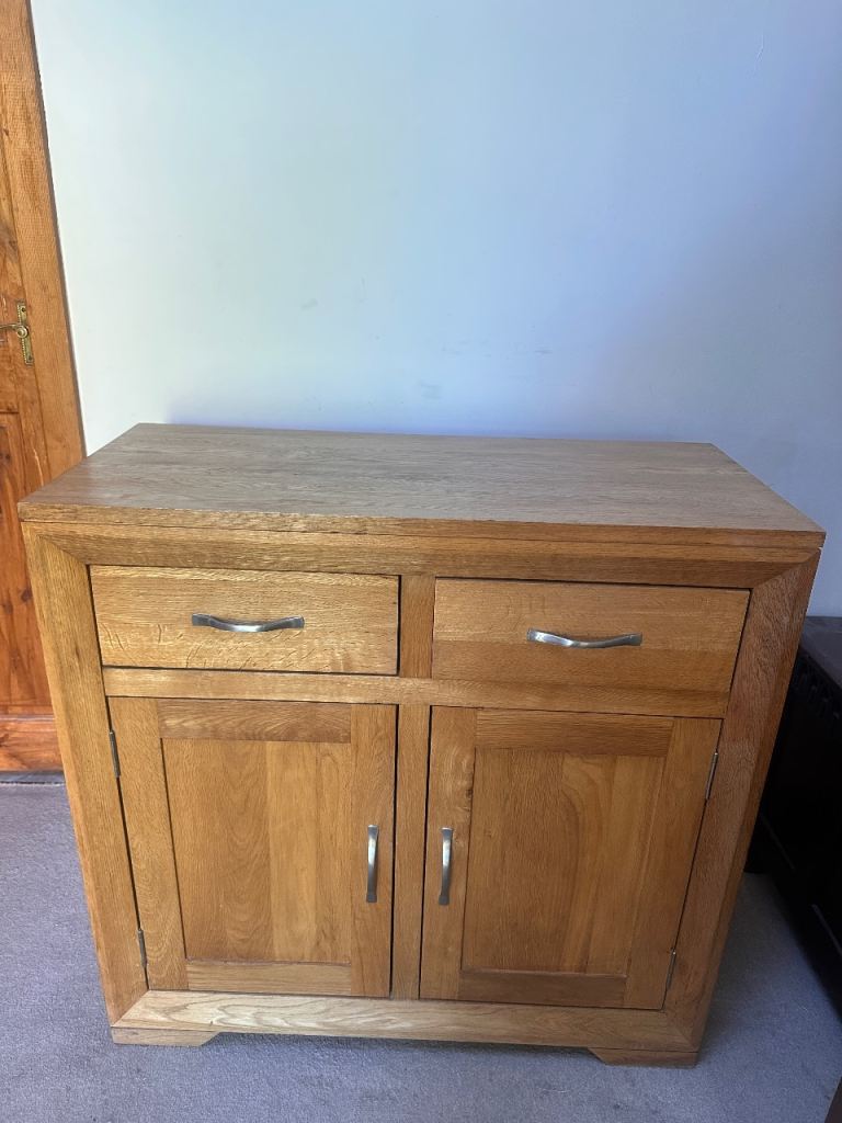 Bevel solid oak small sideboard Oak Furnitureland