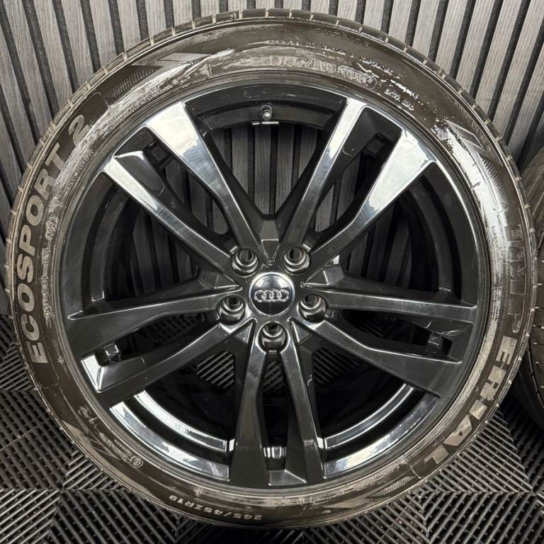 19" GENUINE AUDI A6 C8 S LINE BLACK 5 DOUBLE SPOKE ALLOY WHEELS TYRES