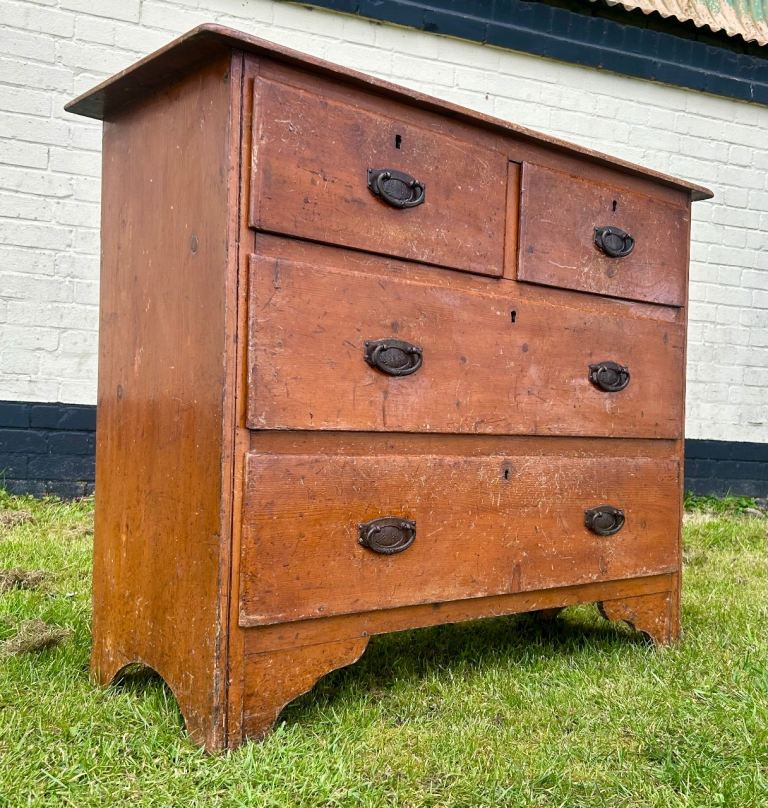 Victorian pine chest of drawers cabinet cupboard bedroom antique vintage haberdashery storage draw