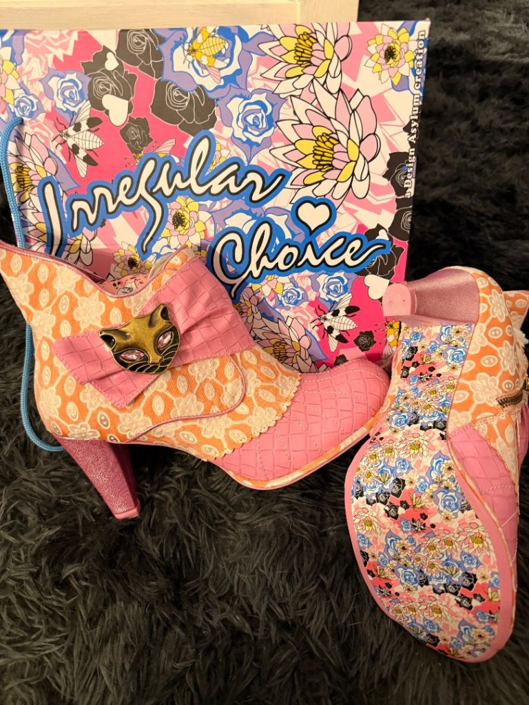 Irregular Choice Pink Boots with Cat Detail - New