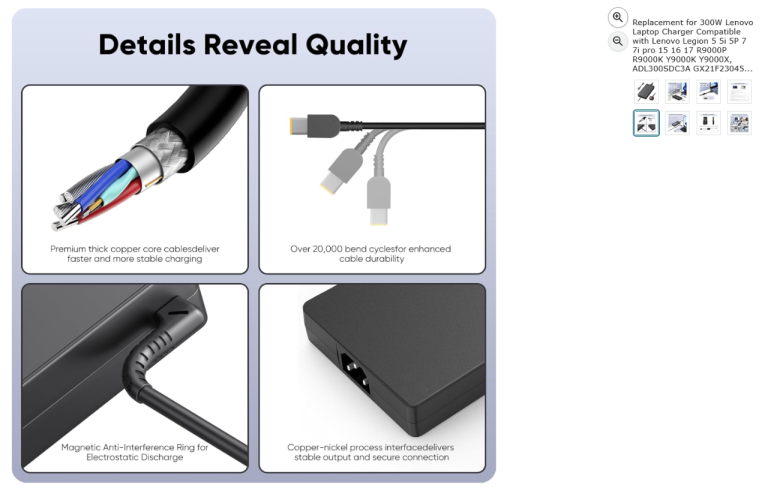 Replacement for 300W Lenovo Laptop Charger Compatible with Lenovo Legion|| Brand new 50% off price 