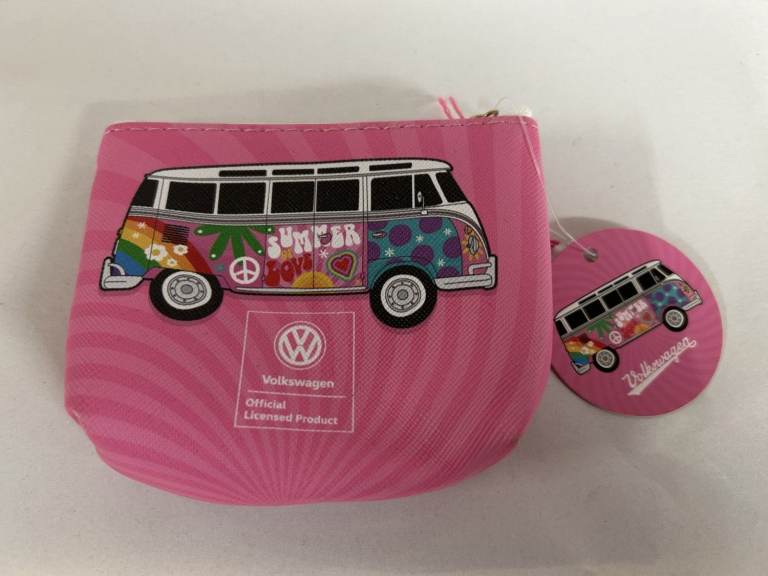 BNWT - VW Volkswagen Campervan Camper Bus Zip Coin Purse in Pink 11.5cm x 8.5cm 