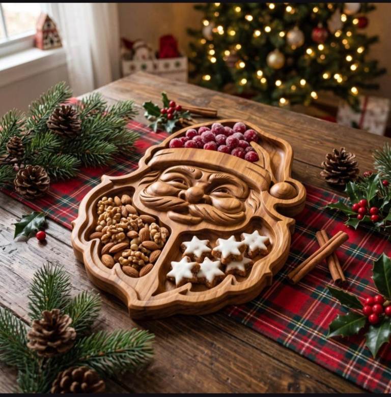 New Wooden Santa Charcuterie Board - Christmas Serving Platter