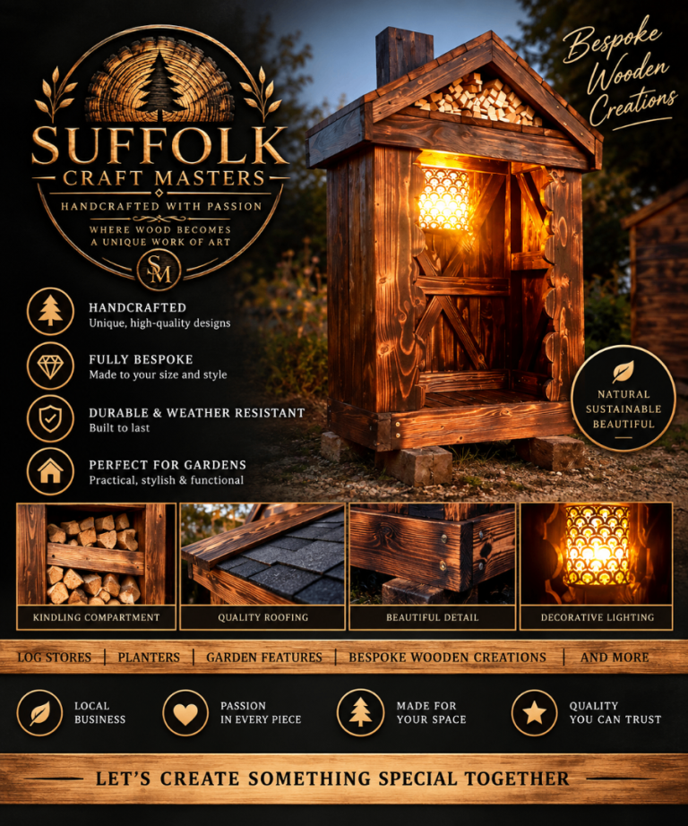 Bespoke Burnt Redwood Garden Features • Log Sheds, Planters, Flower beds• Made to Order