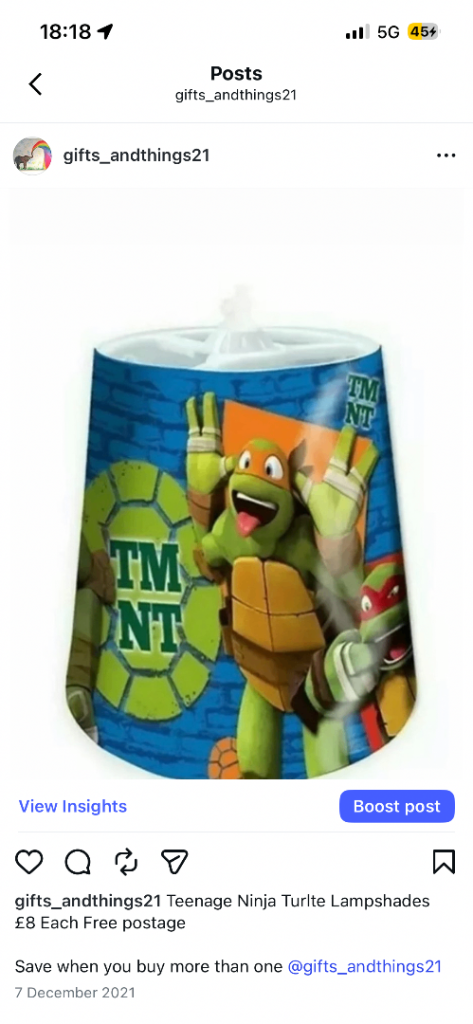 Kids Teenage Mutant Ninja Turtles TMNT Light/Lamp Shade - Kids Bedroom