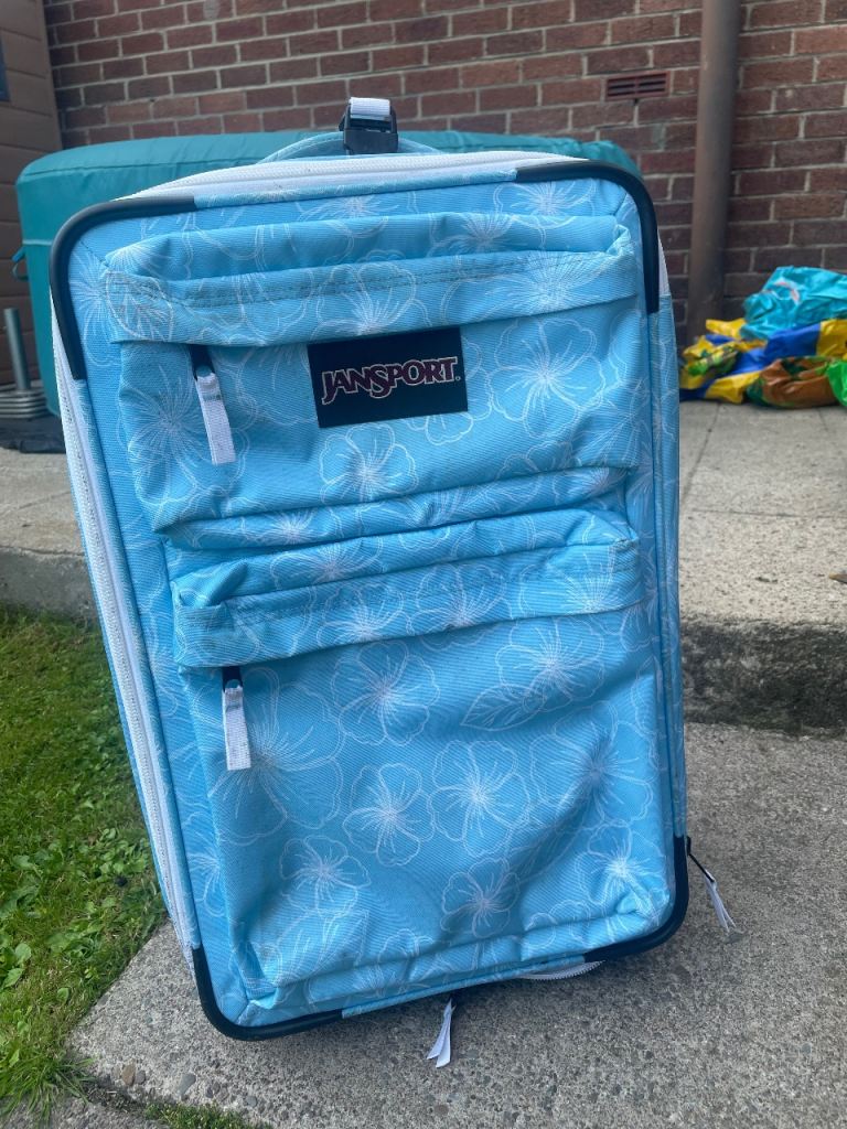 Jansport Blue Floral Suitcase - Good Condition