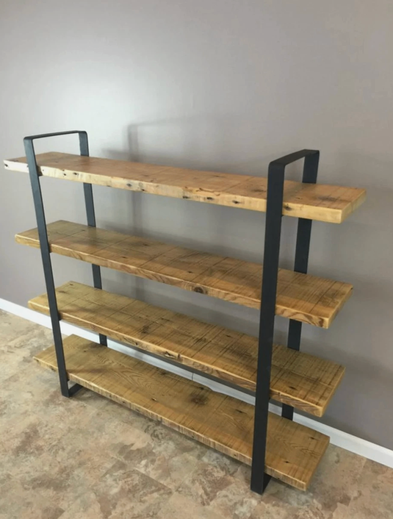 Reclaimed Wood Bookcase: Rustic Shelving Unit, Steel Frame