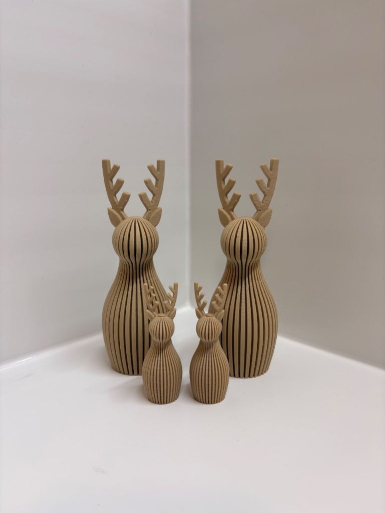 Decorative Reindeer Figurines - Set of 4, Various Colours