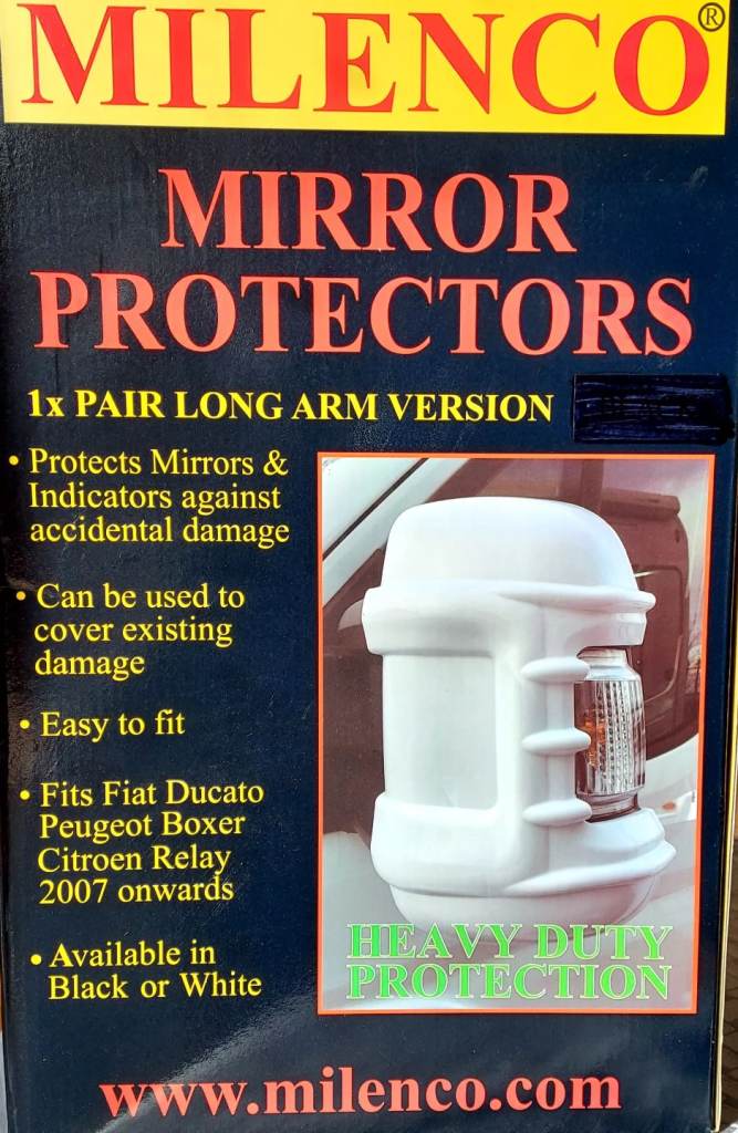 Milenco Mirror Protectors - Long Arm White