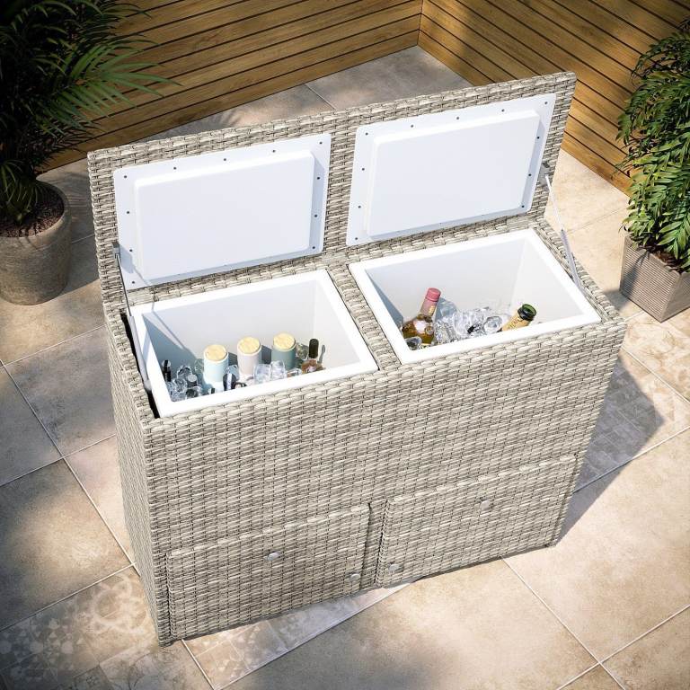 Grey 62 Litre Rattan Double Cooler Box - Aspen FTR094