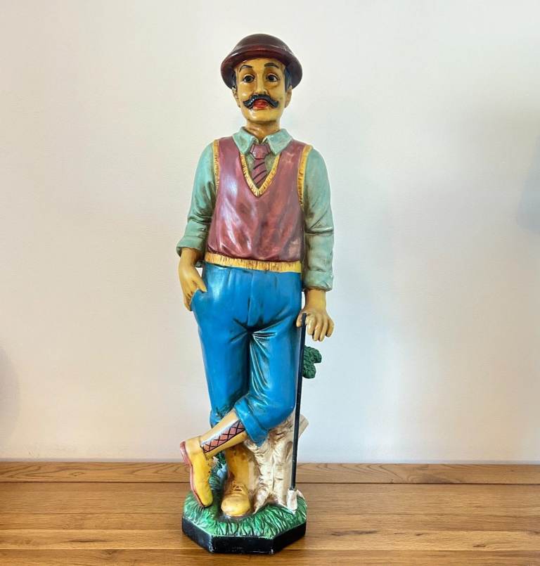 Golfer Figurine Statue Large Ceramic Collectable Bar Ware 22 Inches Tall Rare