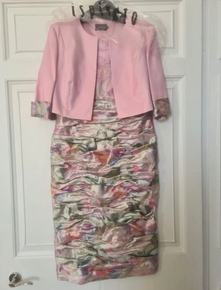 Ispirato Pink Occasion Dress with Jacket and Matching Hat - Size 18